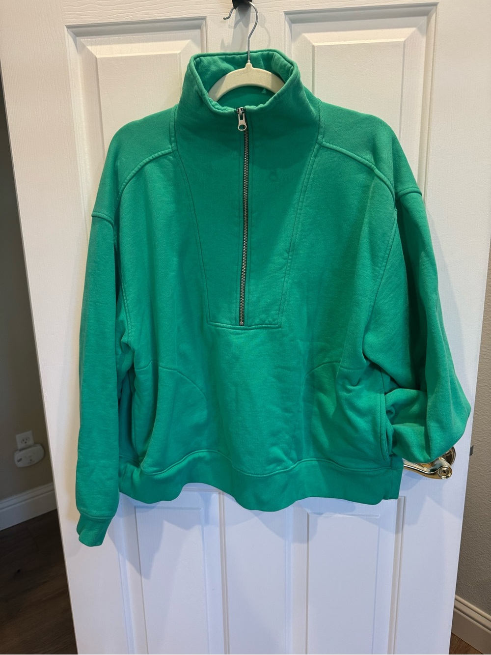 Everlane The Track Organic Cotton Half-Zip Pullover Sweatshirt Green XL